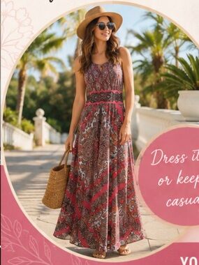 London Times Pink Paisley-Print Sleeveless Maxi Dress